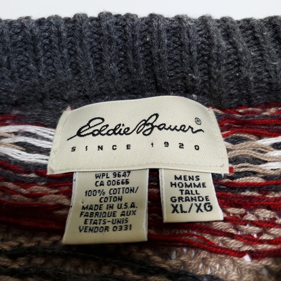 Vintage Eddie Bauer Sweater Mens XL Fair Isle Cotton Made In USA - Picture 3 of 5